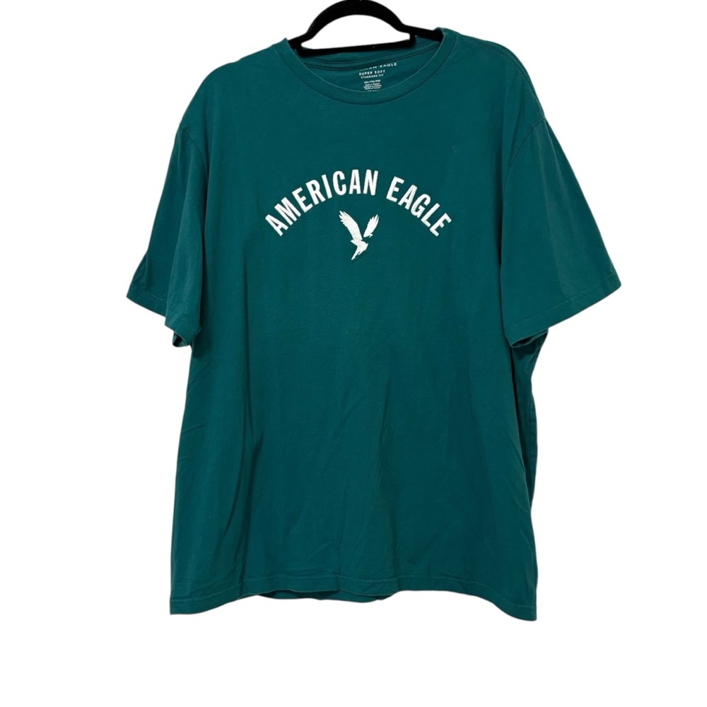 American Eagle Mens XXL Teal Graphic Tee Shirt Retro Y2K Style Super Soft Preppy